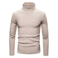 thumbnail image 1 of qelini Turtleneck Sweaters for Men Pullover Knitted Sweaters Solid Long Sleeve Tops Thermal Slim Fit Blouses, 1 of 7