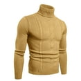 thumbnail image 1 of qelini Turtleneck Sweaters for Men Pullover Knitted Sweaters Solid Long Sleeve Tops Trendy Warm Blouses, 1 of 5
