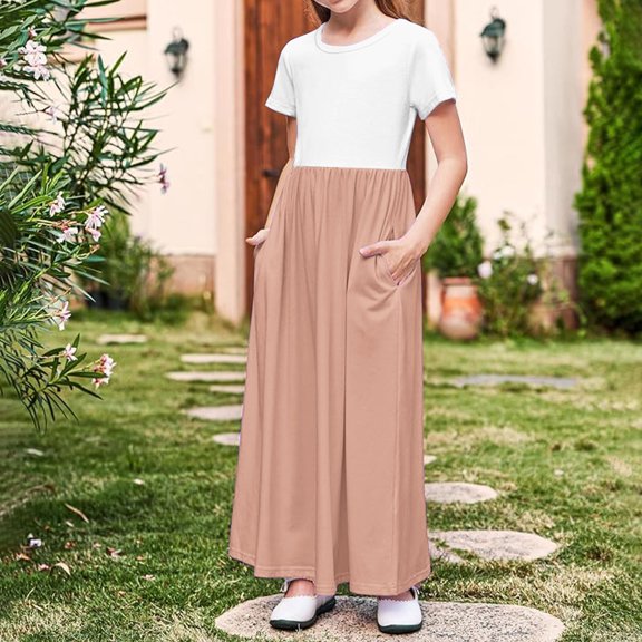 Riecok Tween Girls Simple Flower Pattern Sleeveless Vest Dress Kids Casual Summer Outfit Fashionable Clothing Cute Dress Pink 4 Years