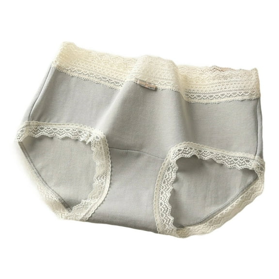 Riecok Underwear Briefs for Women Plus Size High Waist Stretch Solid Breathable Soft Comfortable Briefs Gray M