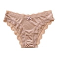 thumbnail image 1 of Riecok Underwear Briefs for Women Plus Size Lace Stretch Solid Breathable Full Front Back Coverage Underwear Brown M, 1 of 3
