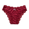 thumbnail image 1 of Riecok Underwear Briefs for Women Plus Size Lace Stretch Solid Breathable Full Front Back Coverage Underwear Wine M, 1 of 3