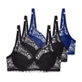 thumbnail image 1 of Riecok Underwire Bras for Women Plus Size Lace 3 Pack Underwire Bras Full Coverage Push Up Bras Breathable Comfortable Bras, 1 of 4