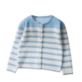 thumbnail image 1 of Riecok Unisex Cardigan Sweater Crewneck Long Sleeve Stripe Open Front Button Winter Kids Sweater Light Blue 10 Years, 1 of 8