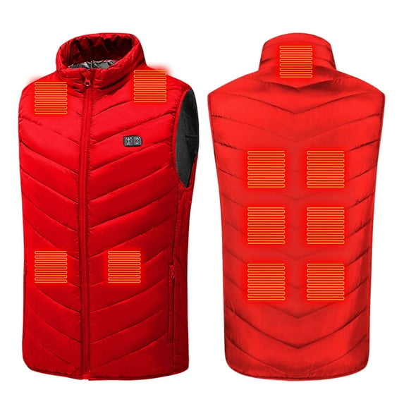 Riecok Unisex Heated Vest Sleeveless Heating Jackets with 9 Heating Zones Winter Warm Outerwear for Camping