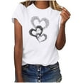 thumbnail image 1 of Riecok Valentines Day Shirts Women Plus Size Crew Neck Heart T Shirt for Women Short Sleeve Summer Casual Comfy Novelty Graphic Tops White 3XL, 1 of 7