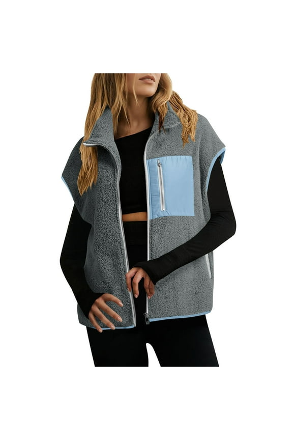 Vest for Women Winter Sleeveless Jackets Fleece Zip up Coats with Pockets Casual Comfortable Outerwear