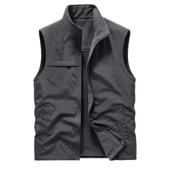 Riecok Vests for Men Stand up Collar Sleeveless Jackets Zip up Coats with Pockets Casual Work Outerwear