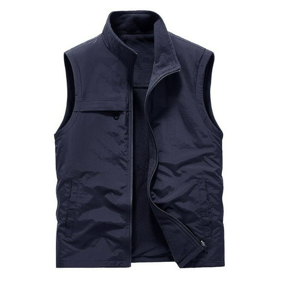 Riecok Vests for Men Stand up Collar Sleeveless Jackets Zip up Coats with Pockets Casual Work Outerwear