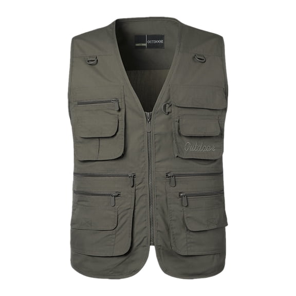 Riecok Vests for Men V Neck Sleeveless Jackets Zip up Coats with Multiple Pockets Casual Comfortable Outerwear