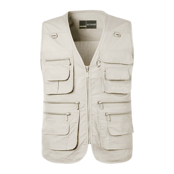 Riecok Vests for Men V Neck Sleeveless Jackets Zip up Coats with Multiple Pockets Casual Comfortable Outerwear