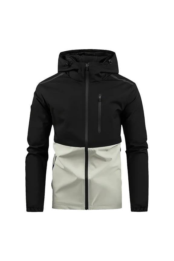 Waterproof Jacket for Men Long Sleeve Hooded Jackets Zip Up Coats with Pockets Comfortable Althletic Outetwear