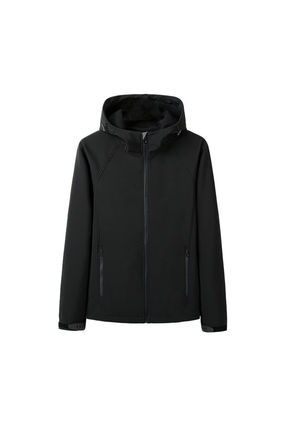 Waterproof Jacket for Men Long Sleeve Hooded Jackets Zip Up Coats with Pockets Solid Cozy Trendy Outetwear