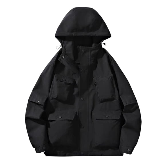 Riecok Waterproof Jacket for Men Long Sleeve Jackets Zip Up Raincoat with Pockets Casual Althletic Outetwear