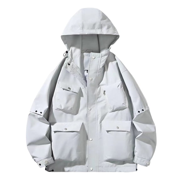 Riecok Waterproof Jacket for Men Long Sleeve Jackets Zip Up Raincoat with Pockets Casual Althletic Outetwear
