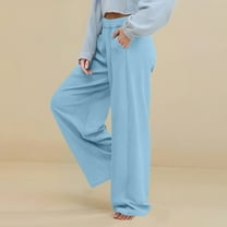 Riecok Wide Leg Sweatpants Women High Waist Elastic Waist Straight Leg Solid Color Active Lounge Trousers Loose Workout Joggers