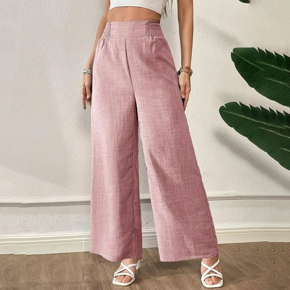 Riecok Wide Leg Sweatpants Women High Waist Elastic Waist Straight Leg Solid Color Active Lounge Trousers Loose Workout Joggers