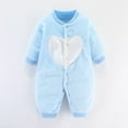 thumbnail image 1 of Riecok Winter Baby Clothes Fleece Thick Jumpsuit Cartoon Animal Ear Footed Sleepers Infant Onesies Blue 6 Months, 1 of 4