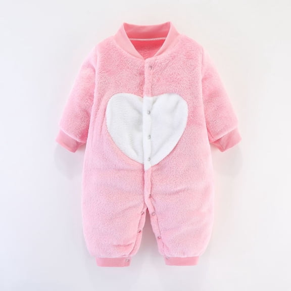 Riecok Winter Baby Clothes Fleece Thick Jumpsuit Cartoon Animal Ear Footed Sleepers Infant Onesies Pink 9 Months