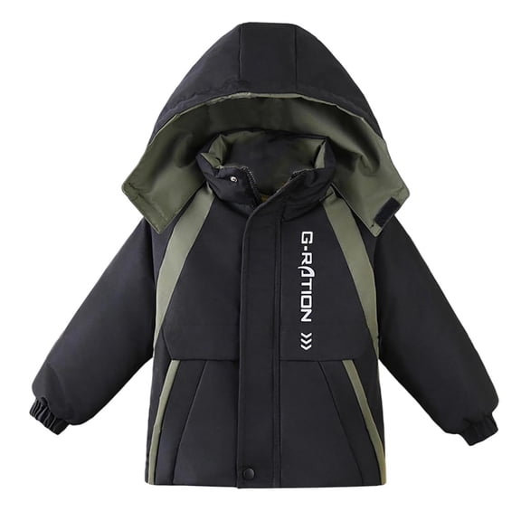Riecok Winter Coat for Toddler Boy with Pocket Long Sleeve Zip up Solid Color Everyday Casual Outwear Black 3 Years
