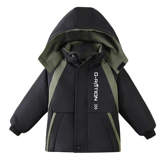 Riecok Winter Coat for Toddler Boy with Pocket Long Sleeve Zip up Solid Color Everyday Casual Outwear Black 5 Years