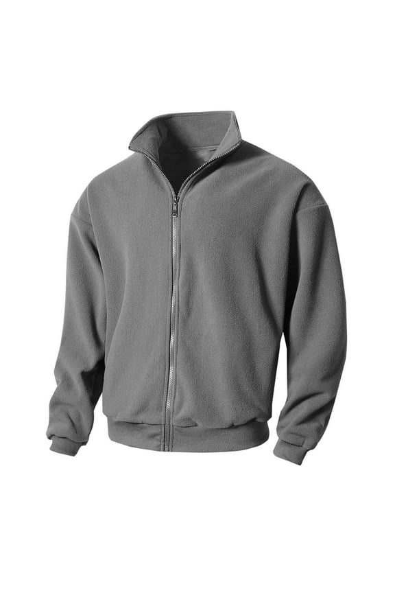 Winter Coats for Men Long Sleeve Crewneck Solid Color Jacket Casual Casual Athletic Clothes Gray L