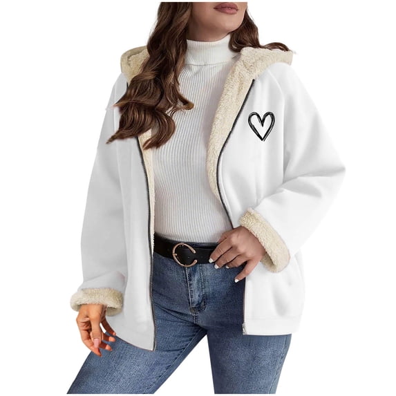 Riecok Winter Coats for Women Long Sleeve Hooded Jackets Zip Up Fuzzy Coats with Pockets Stylish Everyday Outerwear