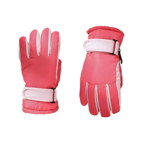 Riecok Winter Gloves Toddler Waterproof Elastic Wrist Cute Print Snowboard Warm Mittens for Boys Girls Pink 3 Years
