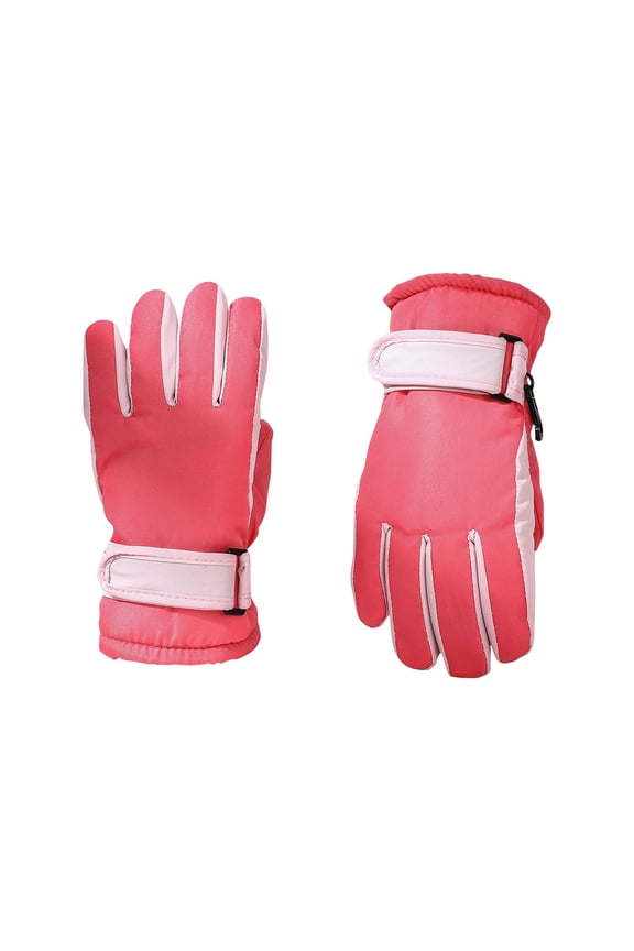 Winter Gloves Toddler Waterproof Elastic Wrist Cute Print Snowboard Warm Mittens for Boys Girls Pink 5 Years