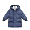 thumbnail image 1 of Riecok Winter Hoodies for Girls with Pocket Long Sleeve Zip up Solid Color Outwear Jacket Clothes Blue 7 Years, 1 of 7