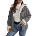 thumbnail image 1 of Riecok Winter Jackets for Women Long Sleeve Hooded Jackets Zip Up Fuzzy Coats with Pockets Casual Stylish Outerwear, 1 of 7