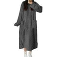 thumbnail image 1 of Riecok Winter Robes for Women Solid Color Crewneck Long Sleeve Loungewear Soft Warm Thermal Sleepwear, 1 of 7