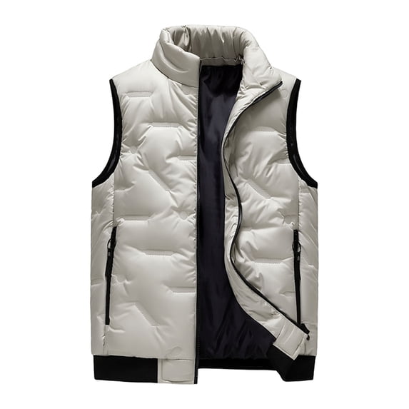Riecok Winter Vest for Men Stand up Collar Sleeveless Jackets Zip up Coats with Multiple Pockets Casual Athletic Outerwear