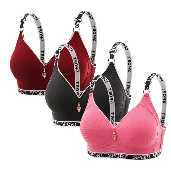 Riecok Wireless Womens Bras 3 Pack Full Coverage Support Bras Stretch Push Up Bras Breathable Comfortable Bras