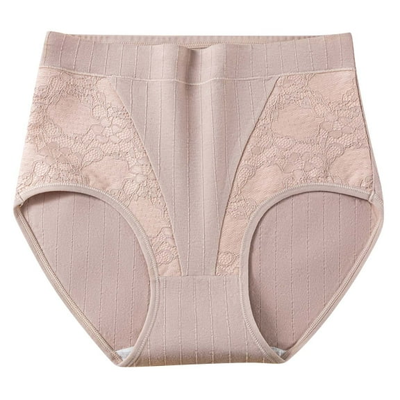 Riecok Women Underwear Brief Seamless High Waist Stretch Plus Size Breathable Comfortable Underwear Panties Gray XXXL