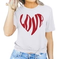 thumbnail image 1 of Riecok Women Valentine's Day Print Short Sleeve T-shirt Crewneck Heart T Shirt for Women Summer Casual Comfy Novelty Graphic Tops White L, 1 of 4