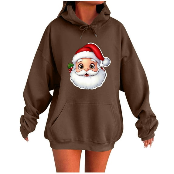 Riecok Women's Fashion Hoodies & Sweatshirts Christmas Long Sleeve Pullover Pullover Tops with Pocket Cozy Fall Clothes