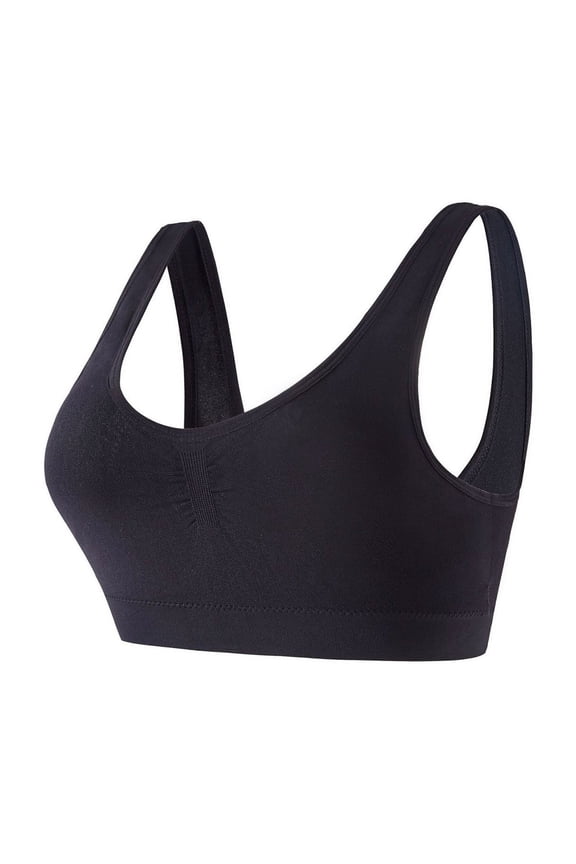 Women's Wireless Support Bras Seamless Push Up Soft Comfort Breathable Daliy Sport Bras Black M