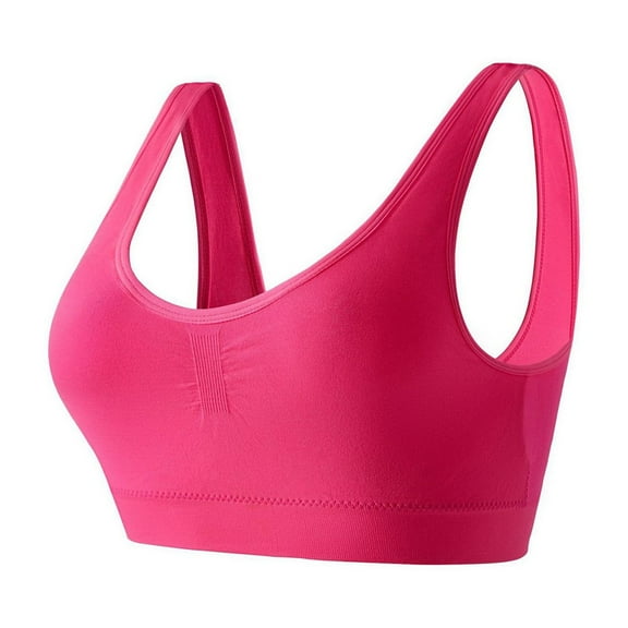Riecok Women's Wireless Support Bras Seamless Push Up Soft Comfort Breathable Daliy Sport Bras Pink S