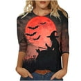 thumbnail image 1 of Riecok Womens 3/4 Sleeve Blouses Crewneck Witch Printed Tunic Tops Fall Casual Clothes Multicolor L, 1 of 4