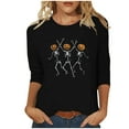thumbnail image 1 of Riecok Womens 3/4 Sleeve T Shirts Crewneck Halloween Printed Tunic Tops Basic Tee Blouses Black 3XL, 1 of 4