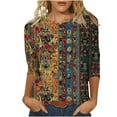 thumbnail image 1 of Riecok Womens 3/4 Sleeve Tops Crewneck Halloween Printed Loose Shirts Holiday Party Clothes Multicolor M, 1 of 5