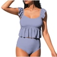 thumbnail image 1 of Riecok Womens Bikini Swimsuit High Waisted Adjustable Strap Ruffle Bathing Suit Modest Two Piece Swimwear, 1 of 6