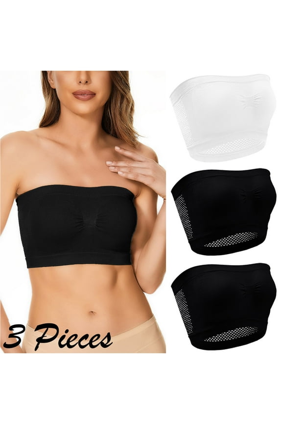 Womens Bra Wirefree Push Up Daily Bra Breathable Strapless Bra Full Coverage Soft Bras Lingerie X5XL White 3PC
