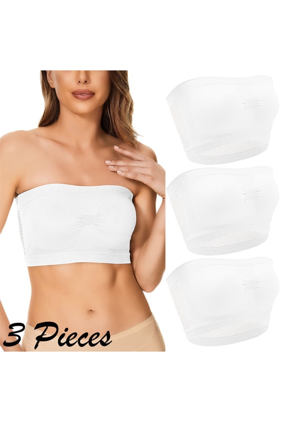 Womens Bra Wirefree Push Up Daily Bra Breathable Strapless Bra Full Coverage Soft Bras Lingerie X5XL White 3PC