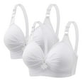 thumbnail image 1 of Riecok Womens Bra Wirefree Push Up Daily Bralette Breathable Wide Strap Basic Bra Plus Size Spaghetti Straps Basic Bralette 2XL White 2PC, 1 of 2