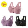 thumbnail image 1 of Riecok Womens Bra Wirefree Push Up Daily Bralette Breathable Wide Strap Basic Bra Plus Size Spaghetti Straps Basic Bralette 3XL Pink 3PC, 1 of 6