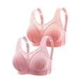 thumbnail image 1 of Riecok Womens Bra Wirefree Row Buckle Daily Bralette Breathable Wide Strap Basic Bra Everyday Bra Solid Daily Bra Spaghetti Straps Basic Bralette Beauty Causal Bras Plus Size L Pink 2PC, 1 of 8