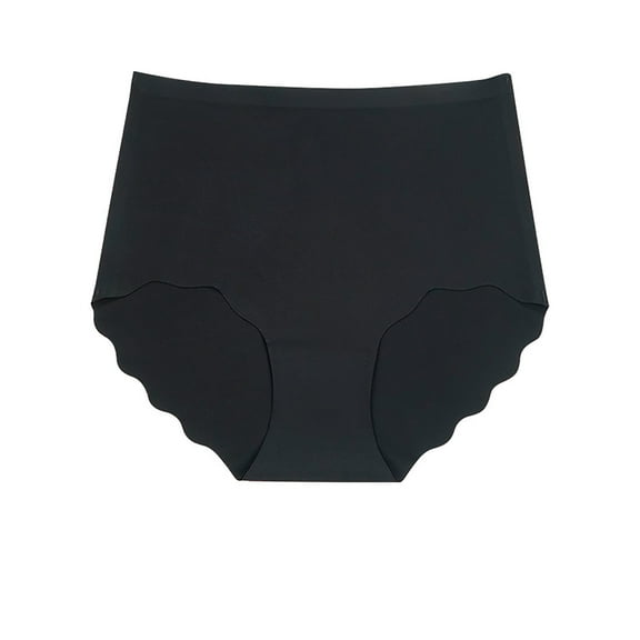 Riecok Womens Brief Underwear High Waist Tummy Control Ice Silk Breathable Comfortable Underwear Panties Black M