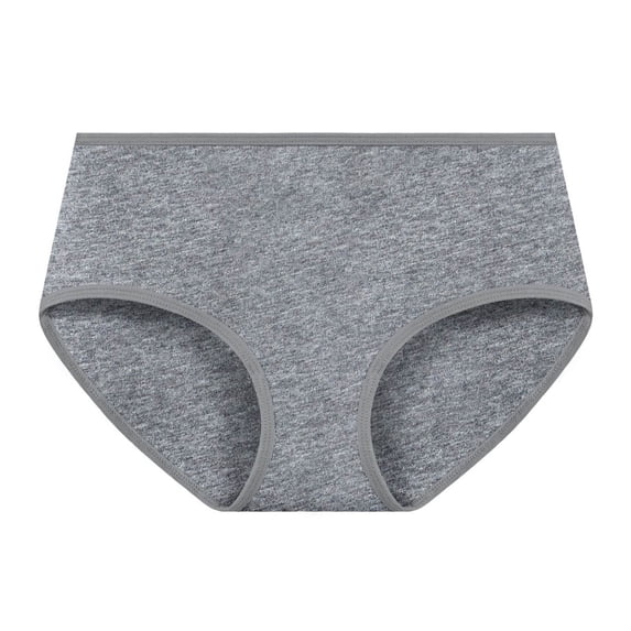 Riecok Womens Brief Underwear Stretch Plus Size Solid Breathable Comfortable Panties Gray L